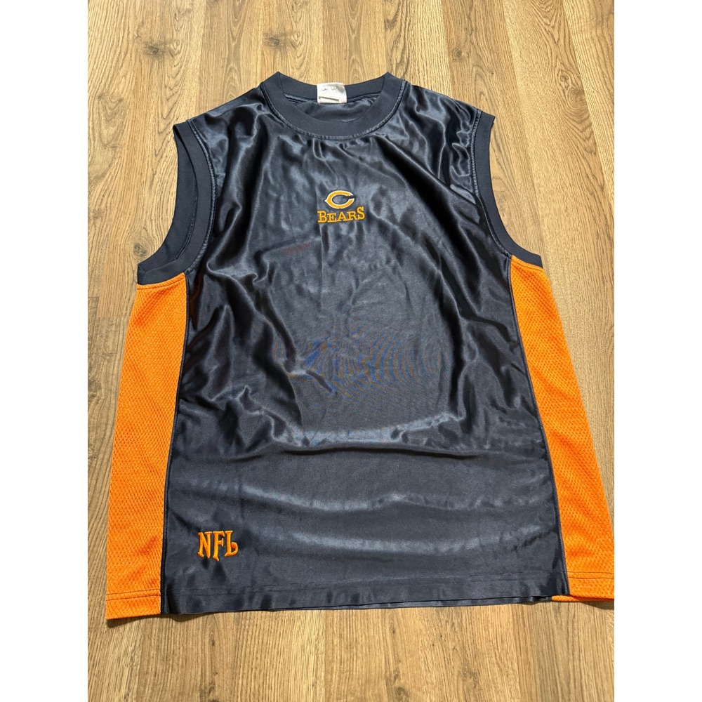 NFL Chicago Bears Muscle Shirt Mens Large Navy Blue Orange Sleeveless Excellent